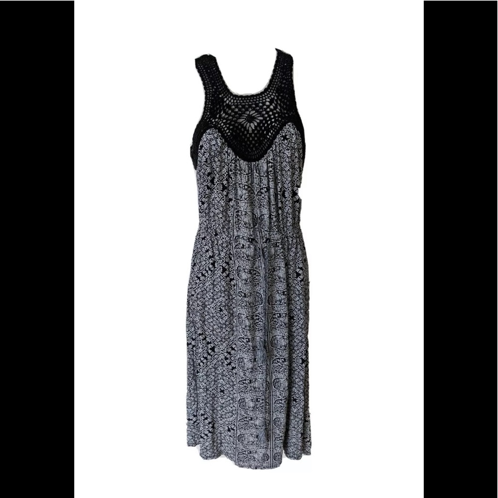 Lucky Brand Black Boho Paisley Floral Dress XS